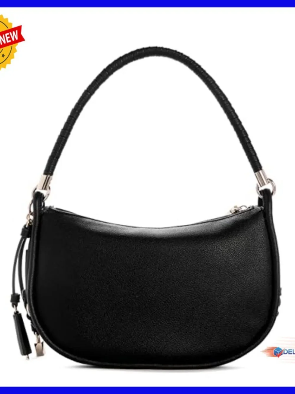 Hobo Shoulder Bag with Gold Hardware, Polyurethane, One Size
